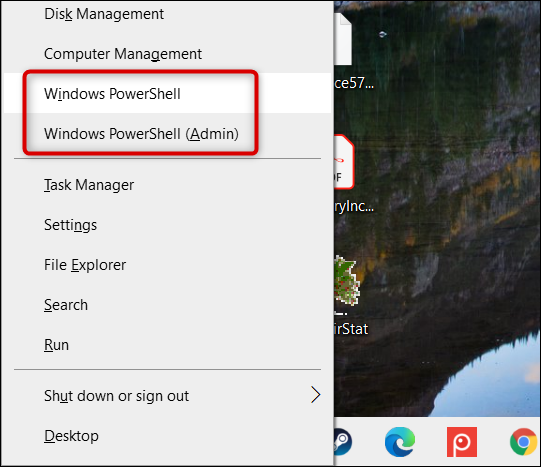 Haga clic en "Windows PowerShell" Dónde "Windows PowerShell (administrador)."