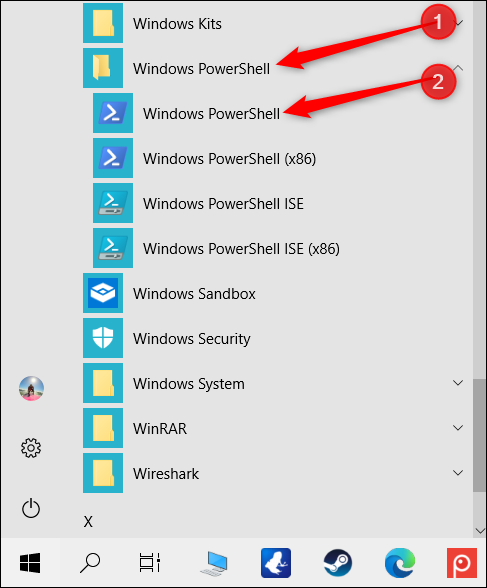 Pinchalo "Windows PowerShell" carpeta, luego haga clic en "Windows PowerShell."