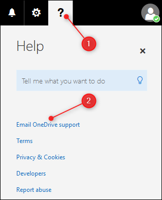 los "Soporte por correo electrónico de OneDrive" enlazar