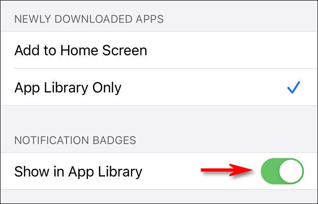 En la configuración de la pantalla de inicio del iPhone, toque "Mostrar en la biblioteca de aplicaciones."