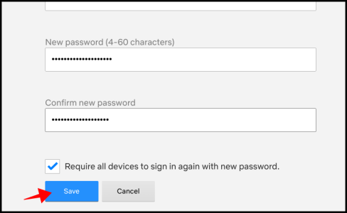 Netflix Guardar nueva contraseña