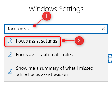 El cuadro de búsqueda de Configuración de Windows.