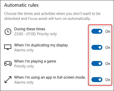 los "Reglas automáticas" Sección de asistencia de enfoque.