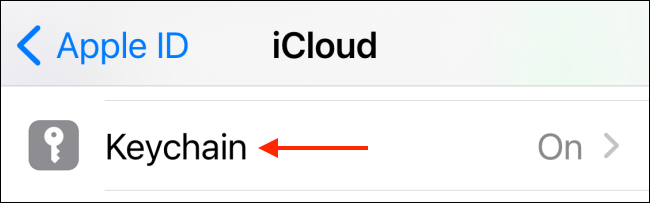 Toca Llavero en la configuración de iCloud