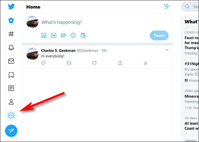 En Twitter en la web, haga clic en el botón de puntos suspensivos.