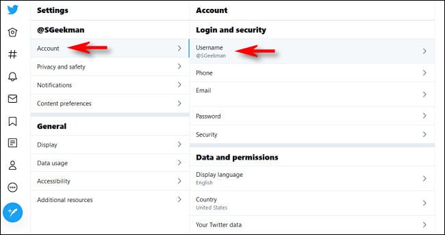 En Twitter en la web, haga clic en "Cuentas" después "Nombre del usuario."