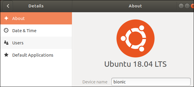 Acerca de la ventana de Ubuntu