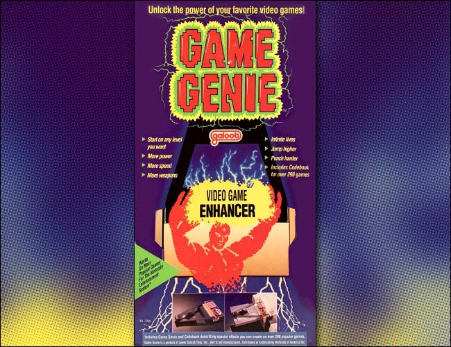 El arte de la caja NES Galoob Game Genie.