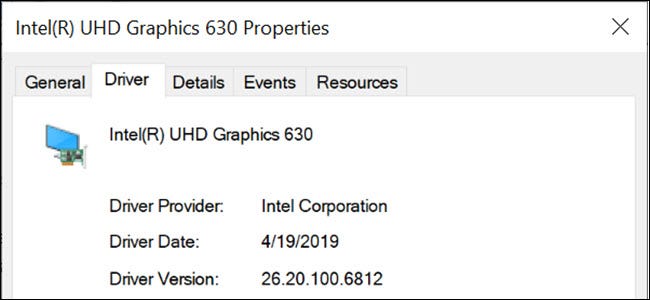 Propiedades del controlador de gráficos Intel en Windows