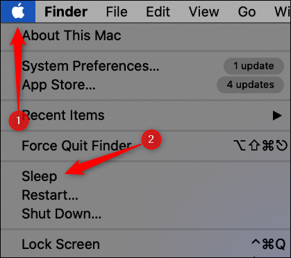 Ponga Mac a dormir desde el menú de Apple