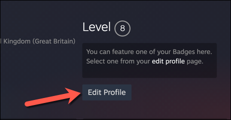 En la página de perfil de su cuenta de Steam, toque el botón "Editar perfil" opción.