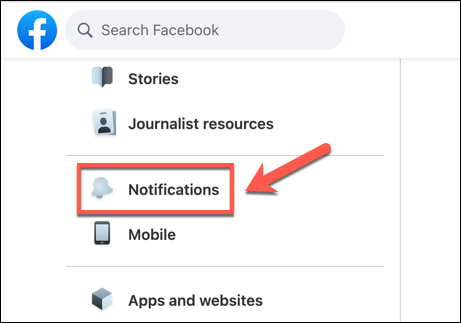 En el menú de configuración de Facebook, toque el "Notificaciones" opción.