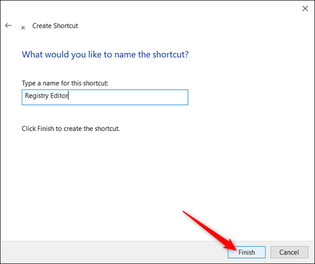 Escriba un nombre para su acceso directo en el cuadro de texto y luego haga clic en "Terminar."