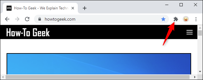 Botón de menú de extensiones en la barra de herramientas del navegador Chrome