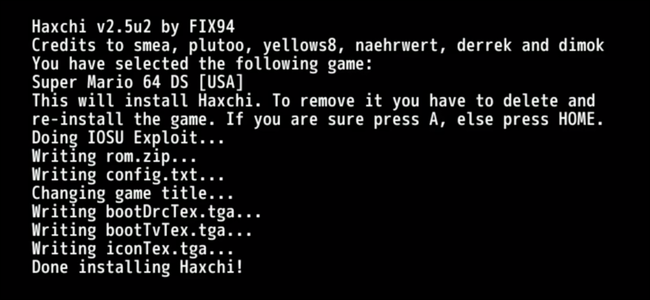 Wii U Homebrew haxchi ha completado la instalación