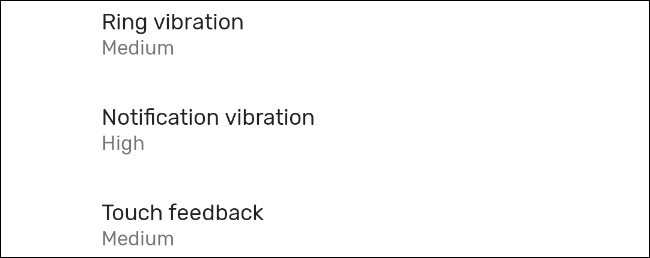 Ajustar las llamadas, notificaciones y la fuerza de la vibración háptica en Android