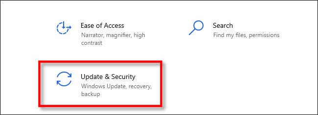 En la configuración de Windows, haga clic en Actualización y seguridad