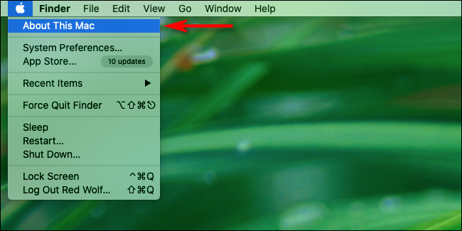 Haz clic en Acerca de esta Mac en el menú de Apple.