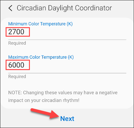 introducir valores de temperatura de color