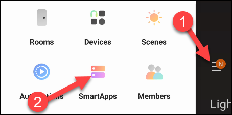 abre el menú y selecciona smartapps