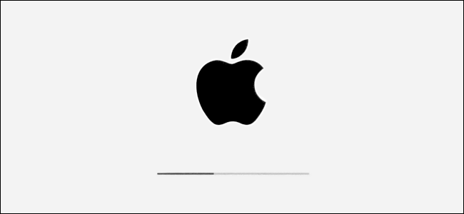 El logotipo de Apple y la barra de progreso de la instalación en iPadOS.