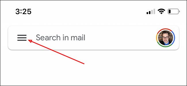 Toque el botón de menú en Gmail