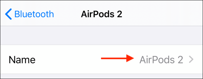 Seleccione el nombre de su AirPod