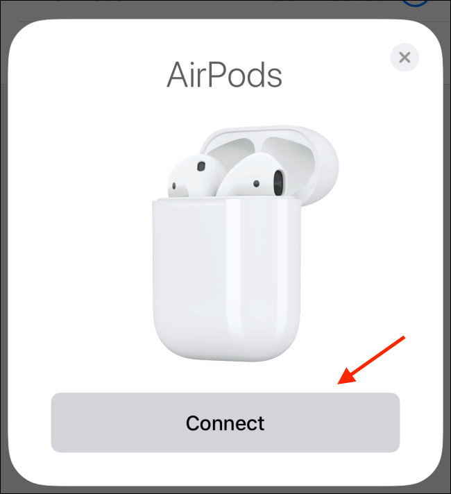 Toca Continuar en la ventana emergente de AirPods.