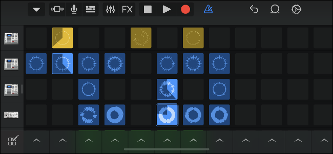 Activar muestras en una cuadrícula con los bucles en vivo de GarageBand