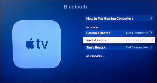 Empareja manualmente tus AirPods con tu Apple TV