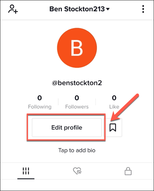 En el menú de su perfil de TikTok, toque el "Editar perfil" opción.