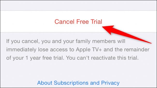 Apple iPhone App Store Toque Cancelar prueba gratuita