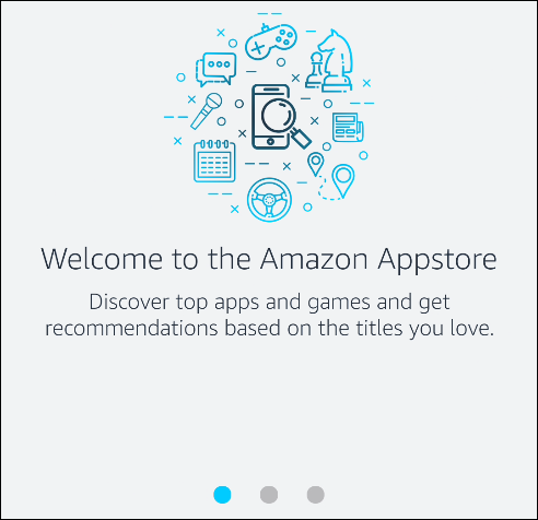 los "Bienvenido a la tienda de aplicaciones de Amazon" un mensaje.