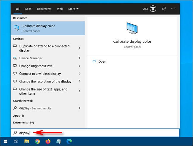 Busque la configuración mediante el menú Inicio de Windows 10.