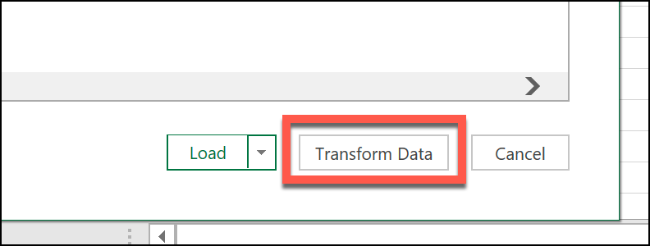 Haga clic en "Transforma los datos."