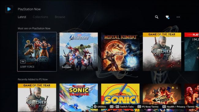 Biblioteca de PlayStation Now PS5