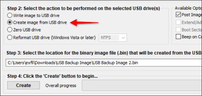 Crea una imagen desde un dispositivo USB