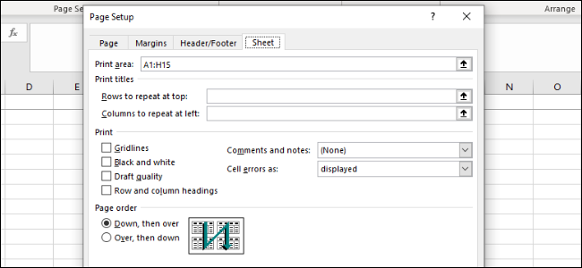 Excel - Opciones de hoja