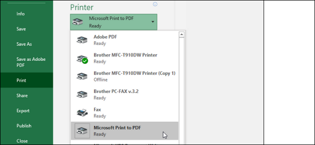 Excel: imprimir como PDF