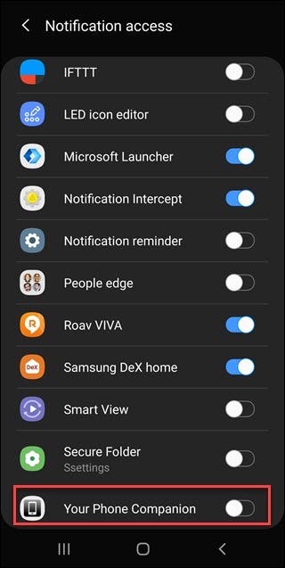 Configuración para acceder a las notificaciones de Android con una caja de balancines alrededor de su compañero de teléfono.