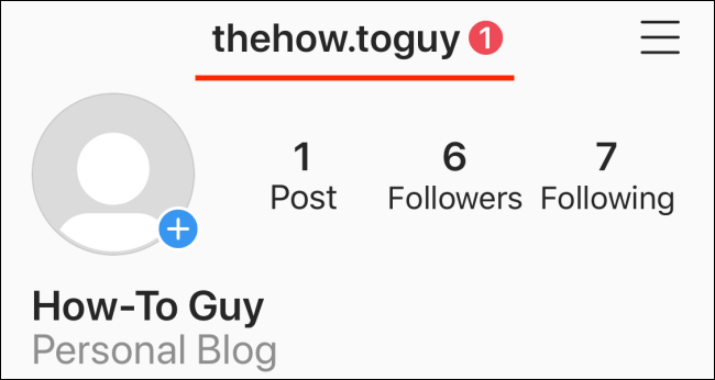 Un nombre de usuario y un identificador en un perfil de Instagram.