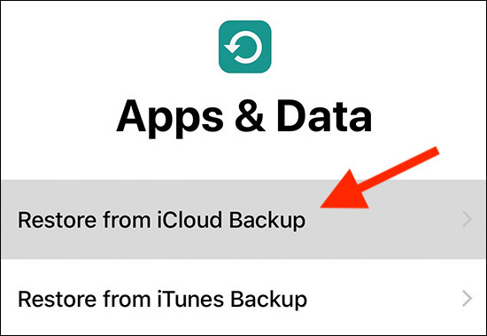 Grifo "Restaurar desde la copia de seguridad de iCloud." 