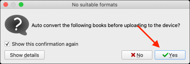Haga clic en Sí para convertir el libro.