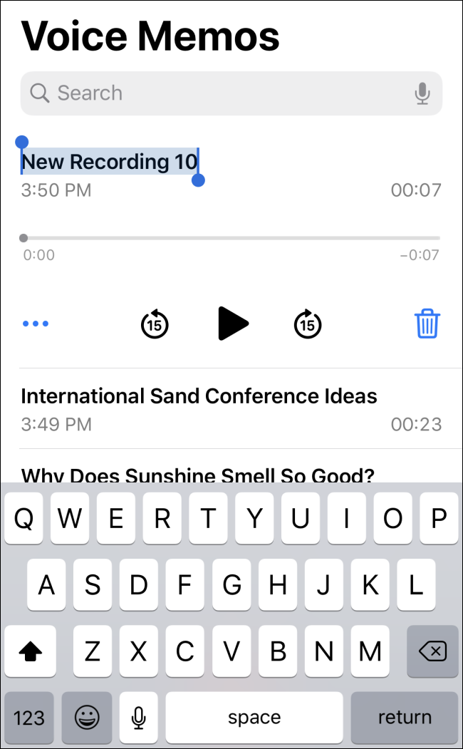 Nombra una nota de voz en iOS