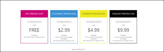 Plan de precios de HP Instant Ink