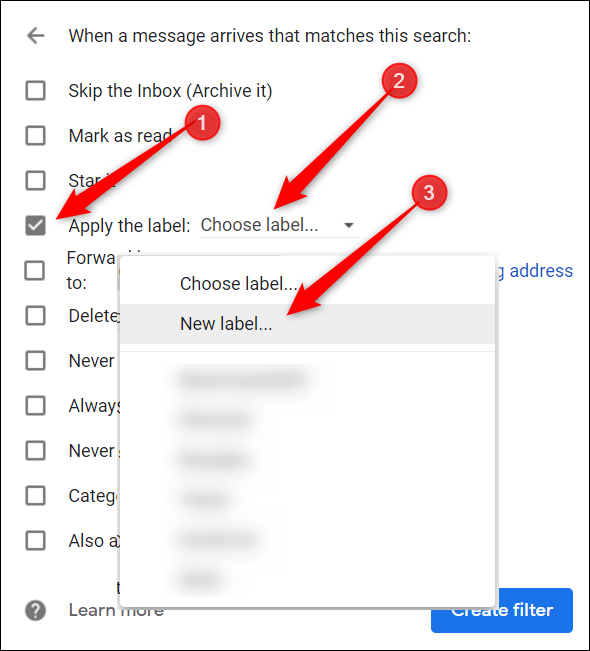 Haga clic en la casilla junto a "Aplicar la etiqueta," Haga clic en "Elige la etiqueta," luego seleccione "Etiqueta nueva."