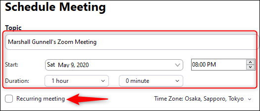 Establecer la fecha y la hora de la reunión