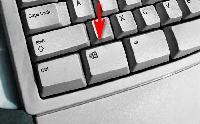 La tecla de Windows en un teclado natural de Microsoft. 
