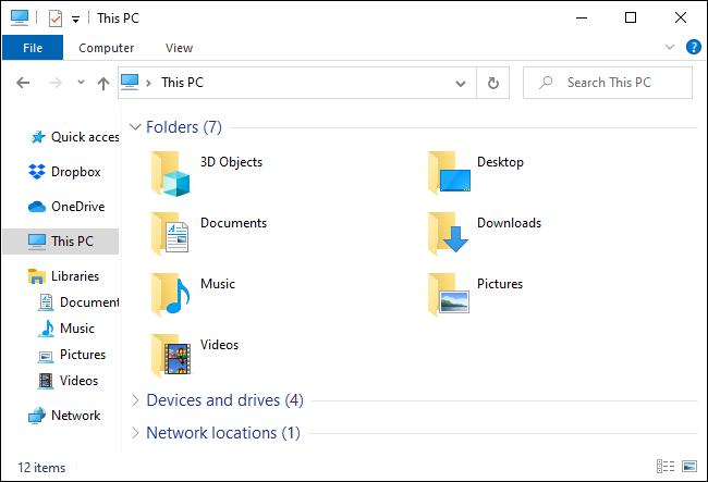 los "Esta PC" ver en el explorador de archivos de Windows 10