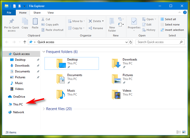 Haga clic en esta PC en el explorador de archivos